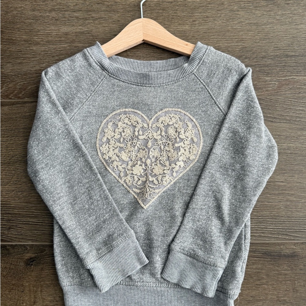 CHEROKEE Kids Lace Heart Grey Sweatshirt Size 5T